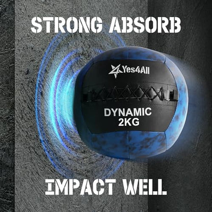 Yes4All OM6G Wall Ball, Soft Medicine Ball, 4.4 lbs (2 kg), for Core Training and Workouts