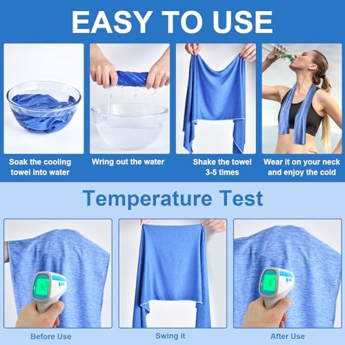 Cooling Towels - 6 Pack Cooling Towel (40"x12"), Ice Gym Towels for Working Out, Microfiber Cooling Towels for Neck and Face, Yoga Towel for Home Gym, Workout & More Activities