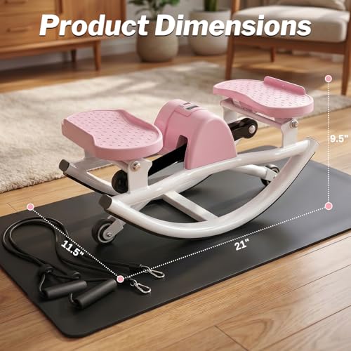 Gadeway U-Shaped Rock Stepper, 2026[New Vision] Rocking Stepper for Exercise at Home, 3D Motion Stair Stepper with Resistance Bands & Balance Board,330 LBS Loading Capacity Exercise Equipment - color: Pink