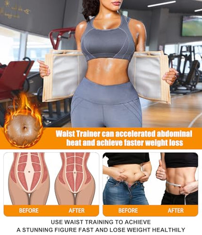 Womens Waist Trainer Corset with Zipper Sweat Waist Trimmer for Women Workout Belt Corset Shapewear