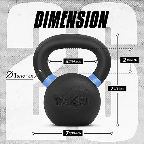 Yes4All Powder Coated Cast Iron Kettlebell, Single Deep Blue, 40 KG / 88 LB - color: Blue, style: A. Single