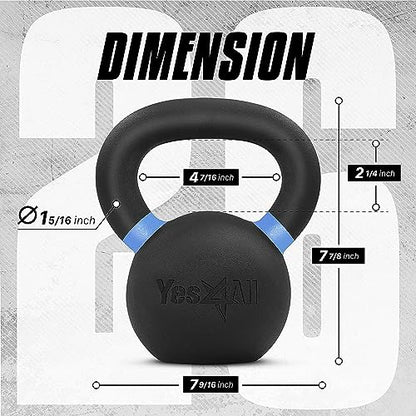 Yes4All Powder Coated Cast Iron Kettlebell, Single Deep Blue, 40 KG / 88 LB - color: Blue, style: A. Single