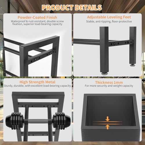 Dumbbell Rack 2 Tier 19.7 IN Adjustable Weight Rack For Home Gym, 300LB Total Capacity, 150LB Per Shelf Heavy Duty Dumbbell And Kettlebell Storage Stand, Stable Space Saving Rack (Rack Only)