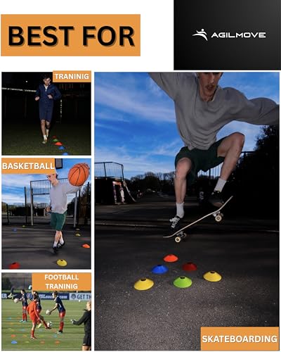 Flexible Soccer Cones (Set of 60/50/40/25) with Mesh Bag & Strap, Sports Cones for Soccer, Basketball, Football Training Equipment, Agility Soccer Cones for Drills Training