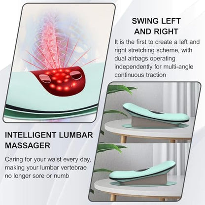 Lumbar Traction Device, Multifunctional Lower Back Traction Massager with 3-Level Vibration, Adjustable Heated Back Stretcher Relaxer with 26° Dynamic Airbag Traction Lifting, for Neck, Lumbar