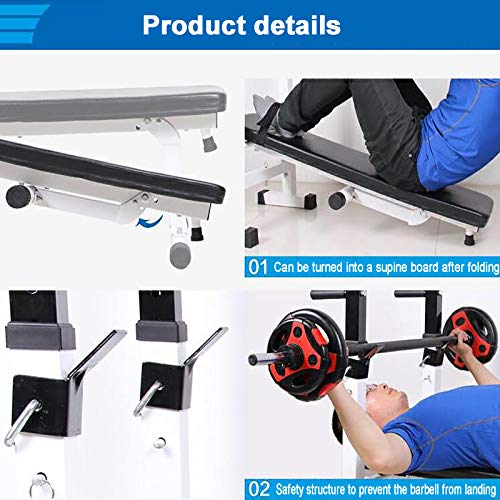 Foldable Home Gym Fitness Bench Press Rack Sturdy Dip Stand Barbell Rack Adjustable Height Weight Bench Weightlifting Stand for Strength Training