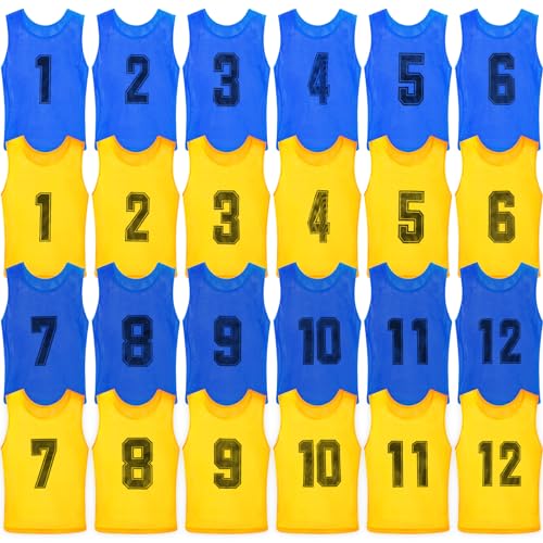 24 Pack Nylon Mesh Scrimmage Team Practice Vests Pinnies Jerseys Train Vest for Adult Sport Basketball Soccer Football