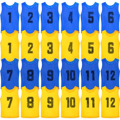 24 Pack Nylon Mesh Scrimmage Team Practice Vests Pinnies Jerseys Train Vest for Adult Sport Basketball Soccer Football
