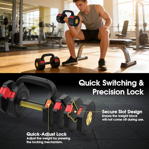 Adjustable Dumbbell Set, 4 Levels Weights Dumbbell Set with Each 5lb/10.3lb/15.4lb/20.5lb, Adjustable dumbbells Paired with ergonomic Handle for Home Gym Strength Training