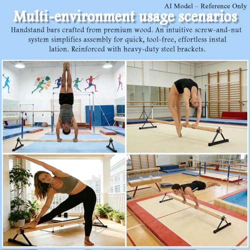 Gymnastics Pirouette Bars,Floor Bar Gymnastics for Handstands Trainings,Secure Non Slip Wooden Gymnastics Bar for Gymnast Training,Gymnastics Pirouette Bar for Youth Gymnastics Training