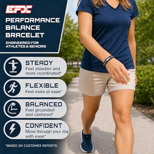 Performance Balance Bracelet & Wristband, Silicone Hologram Band for Athletes, Seniors & Active Adults, 24/7 Wear, User-Reported Balance, Strength & Flexibility, Vertigo & Dizziness Relief