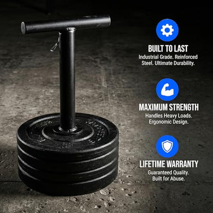Adjustable Kettlebell Handle for Weight Plate, Heavy Duty Iron Construction, Fits Standard 2" Olympic Plates, DIY Kettlebell for Strength Training, CrossFit, Home Gym