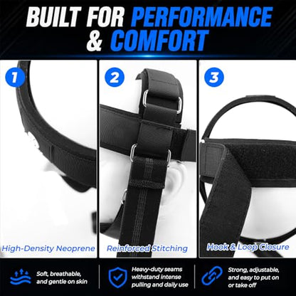 Neck Harness with Resistance Bands - Adjustable Head Trainer with Chin Pad & Top Strap for Strengthening - Manual Resistance Neck Exerciser for Boxing, Stretching and Posture Recovery - Portable Gym Equipment