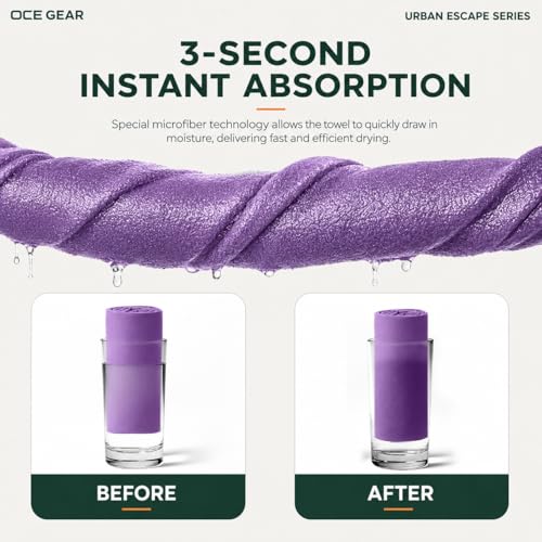 2 Pack Microfiber Travel Towel, Soft Lightweight Quick Dry Towel, Super Absorbent Compact Travel & Sports & Beach Towels for Camping, Backpack, Gym, Swimming, Yoga, Hiking (Purple, Small + Medium)