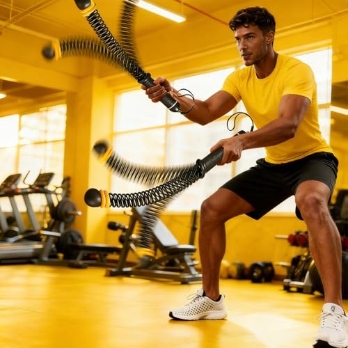 Adjustable Ropeless Battle Ropes Trainer, Ropeless Battle Ropes for Full Body Workout, Home Gym Strength Training, HIIT Cardio, Arm Toning and Fat Burning Exercise Equipment, Gray+W+T+Headhand - color: Gray+wristbands+towel+headhand