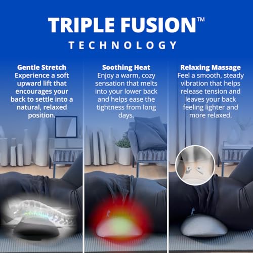 Triple Fusion Back Massager - The Official Smooth Spine Massager with Heat - Design to Support Lower Back Comfort, Relaxation Device for Home Use (Triple Fusion Back Massager)