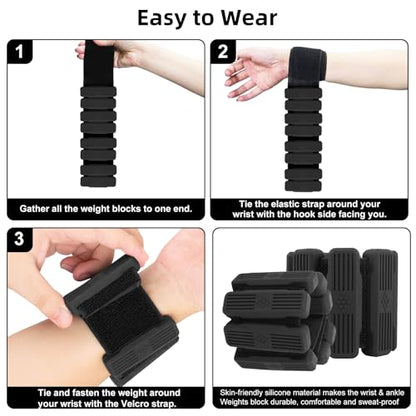 Pilates Wrist Ankle Weights for Women(1Lbs Each)，Adjustable Straps for Walking,Yoga, Dance and Gym