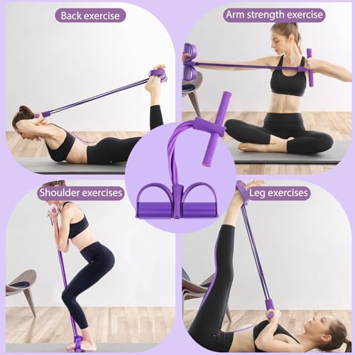 6-Tube Pedal Puller Resistance Rope,Foot Pedal Resistance Band,Yoga Elastic Exercise Bands, for Women Jump Fitness, Abdomen/Arm Weight/Waist/Leg Stretching Slimming Training - color: Purple