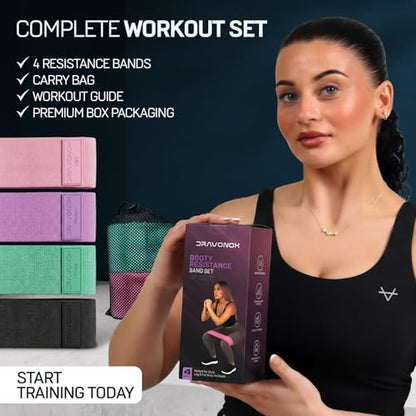 Resistance Bands, Workout Bands, Exercise Bands for Working Out with Workout Bands Guide, 4 Levels Booty Bands, Leg Exercise Bands Resistance, Glute Bands, Non-Slip Fabric Elastic Bands for Men Women