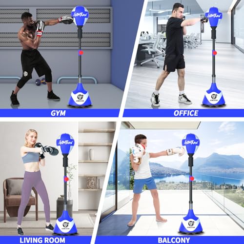 Freestanding Reflex Boxing Bag,Punching Bag with Stand,Height Adjustable,Speed Punching Ball for Adults Kids,Boxing Equipment for Home Gym - color: Blue