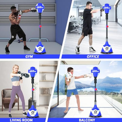 Freestanding Reflex Boxing Bag,Punching Bag with Stand,Height Adjustable,Speed Punching Ball for Adults Kids,Boxing Equipment for Home Gym - color: Blue
