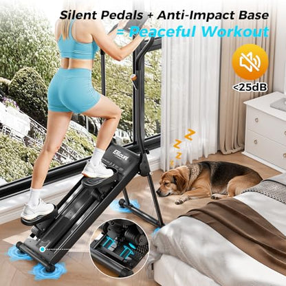 ERGOLIFE Stair Stepper for Home Gym, Stair Climber Workout Machine with Upgraded 6-Level Adjustable Resistance, Foldable Vertical Full Body Cardio Equipment, Non-Slip Pedals, Quiet 350 LBS Capacity - color: Black-Orange