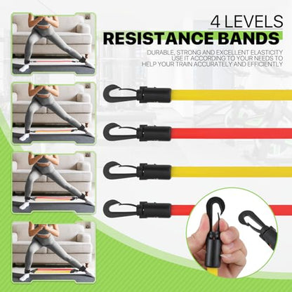 Magshion Ankle Resistance Bands Set of 4, Home Gym Workout Equipment Sets with Cuffs for Women, Lifting Glute Butt Exercise Equipment with 4 Adjustable Levels