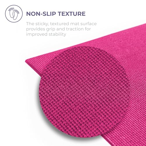 Voyage Yoga Mat, 10 Pack, 72" x 24" Professional Studio and Gym Bulk Yoga Mats, 5mm Thick, Durable, Anti-Tear, Non Slip Fitness and Exercise Mats - color: Fuchsia