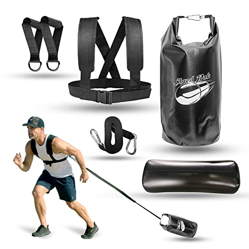 Resistance Training Sled - Weight Sled Harness & Handles - Extreme Workout for Athletes - Burn 3X The Calories - 4-Piece Kit for Gym, Home and, Outdoor - style: Weight Bag + Harness + Water Bladder