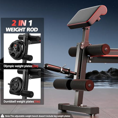 XDDIAS Adjustable Weight Bench, Workout Bench with Leg Extension and Preacher Curl Pad, Incline Bench press for Home Gym, Foldable Exercise Bench, Quick Adjustment and Suitable for All Heights