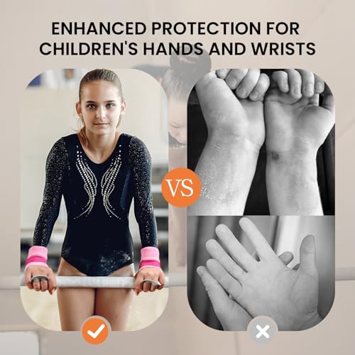 Amrta Gymnastics Grips with Wristbands for Girls 2 Pair - color: Pony&Never Give Up, size: Medium