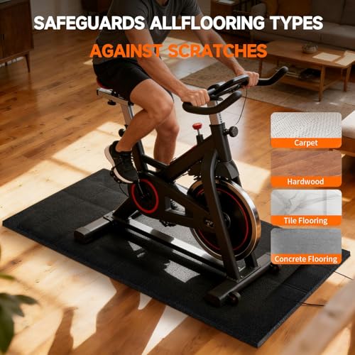 Treadmill Mat for Floor & Carpet Floors, 63" × 30", 0.2" Thick Non-Slip Treadmill Mat for Carpet, Mat for Under Treadmill on Carpet Hardwood Floors
