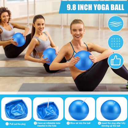 10 Pcs Pilates Ring Blocks Set for Women Home Yoga Equipment Accessories Pilates Ring Circle and Ball Workouts Gift Include Ball Yoga Circle Resistance Bands Block Straps Gym Bag - color: Blue