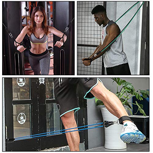 Resistance Bands Set (11 PCS) Portable Home Gym Accessories - Stackable Up to 150 lbs,Exercise with Door Anchor, Handles, Carry Bag, Legs Ankle Straps for Training, Workouts