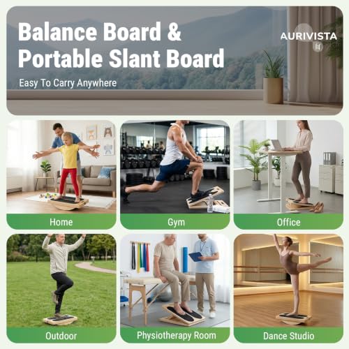 Wooden Slant Board, 2-in-1 Adjustable Calf Stretcher, 300lb