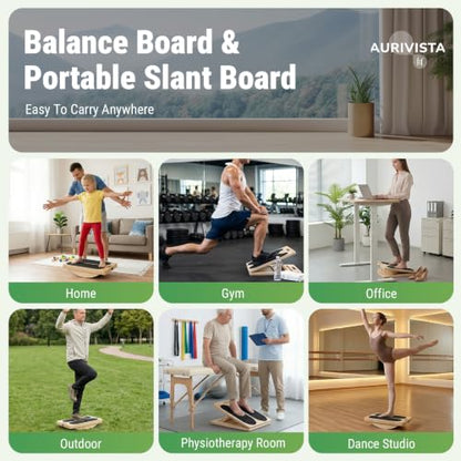 Wooden Slant Board, 2-in-1 Adjustable Calf Stretcher, 300lb