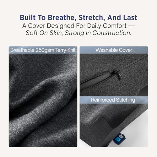 Lumbar Support Pillow for Office Chair - Lower Back Pain Relief Cushion with Adjustable SpineAlign™ Bolster, Memory Foam Pillow for Car, Couch, Gaming Seats - Dual Straps, Dark Grey
