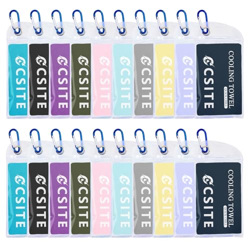 20 Pack Cooling Towels (47"x12") for Neck and Face, Ice Towel for Hot Weather, Soft Breathable Chilly Gym Towels, Microfiber Towel for Work Out, Yoga, Running, Camping & More Activities - color: Lake Blue * 2/Light Grey * 2/Black * 2/Purple * 2/Macaron Pi