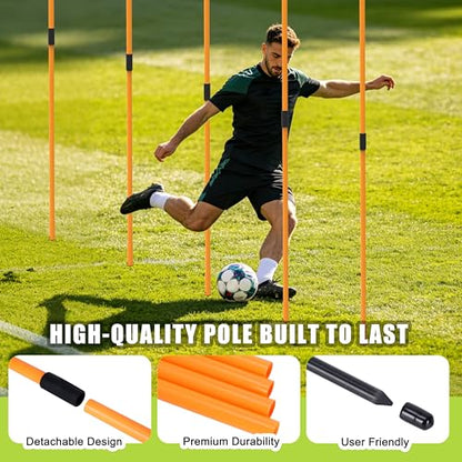 Hikeen Agility Poles, 6 Pack 6ft Soccer Training Poles, Adjustable Detachable Speed and Agility Training Equipment for Football, Practice Accessories for Adults Youth