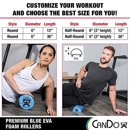 CanDo Premium Blue Marble EVA Foam Roller for Muscle Restoration, Massage Therapy, Sport Recovery and Physical Therapy 6" x 12" Half-Round - size: 6" X 12", style: Half Round