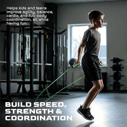 Attack Speed Jump Rope Adjustable Dual-Cable Skipping Rope for Men, Speed & Weighted Options, Fast Fold-Over Adjustment Durable Adult Boxing Rope for Fitness, Cardio Home Gym & Cross Training - Green