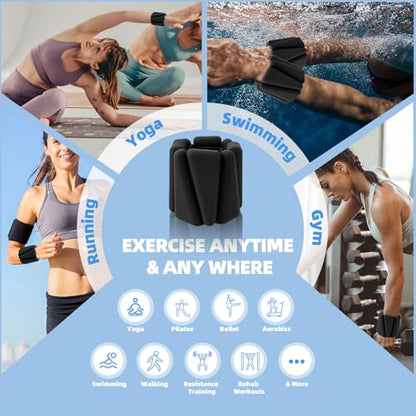 YOVKOK Ankle Weights for Women, 4 LBS Pair 2LB Each - color: Black