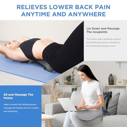 Back Stretcher for Lower Back Pain Relief, 4 Level Adjustable Lumbar Back Cracker Board, Back Cracking Device, Back Massager for Scoliosis, Spine Decompression and Lumbar Decompression(Black)