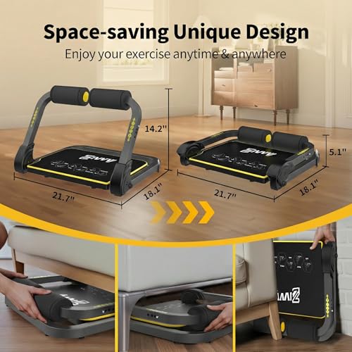 Foldable Ab Machine - Adjustable Sit Up Bench for Home Gym, 300lb Capacity, Portable Core Workout Equipment
