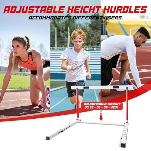 Adjustable Track and Field Hurdles Height Sports Training Hurdle with Counterweight Heavy Duty Track and Field Equipment Practice Training from 30 to 42 Inch for Athletes Adults - size: 1 pc