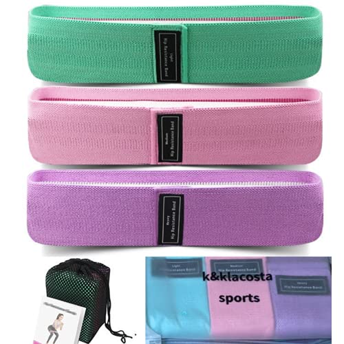 K&KLACOSTA Elastic Resistance Bands for Women and Men Fitness, Workout Outdoor Exercise, Gift, 3-Level Set, Non-Slip Legs and Buttock Sports Bands, Non-Slip.