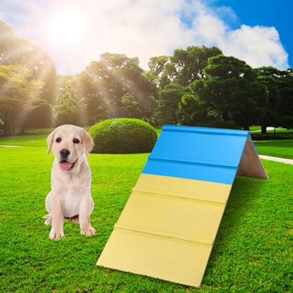 Dog Agility Equipment 83.5 x 23.6 Inch Agility A-Frame Agility Training Equipment for Dogs Jumping Outdoor Dog Ramp Dog Agility Course Equipment for Climbing Playground, Yellow Blue