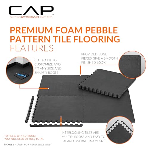 CAP Puzzle Exercise Mats | 1/2” Thick EVA Interlocking Foam Tiles for Home Gym Flooring | Multiple Options