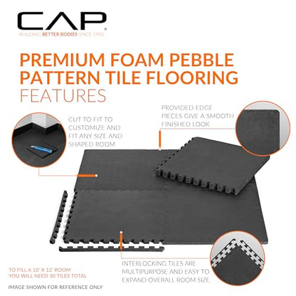 CAP Puzzle Exercise Mats | 1/2” Thick EVA Interlocking Foam Tiles for Home Gym Flooring | Multiple Options