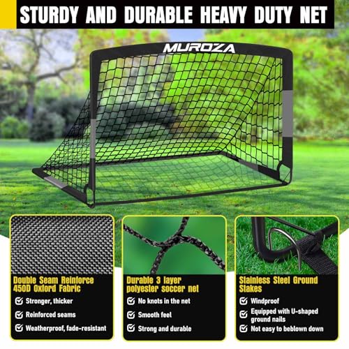 Agility Ladder & Soccer Goal Training Set, 20ft Speed Ladder with Cones, Hurdles, Jump Rope & Parachute, Plus 2 Pack Pop Up Kids Soccer Goals with Ball & Cones for Backyard Sports Practice